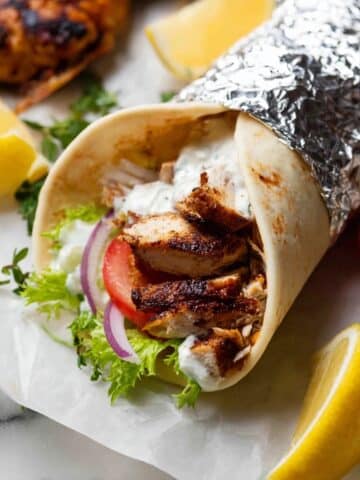 Chicken Shawarma with Yogurt Sauce and Flatbreads Recipe