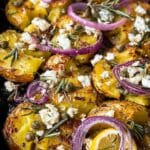Quick Smashed Greek Potatoes with Feta, Rosemary, and Lemon Recipe