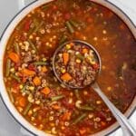 Busy Day Vegetable Soup with Ground Beef and Noodles Recipe