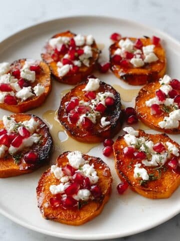 Sweet Potato Rounds with Pomegranate, Feta, and Honey Recipe