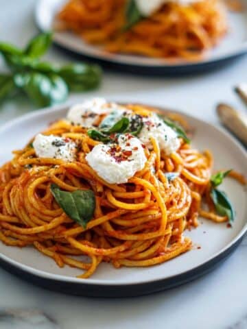Creamy Romesco Sauce Pasta with Burrata Recipe