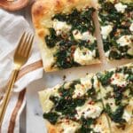 Garlic Spinach Pizza with Feta and Mozzarella Recipe