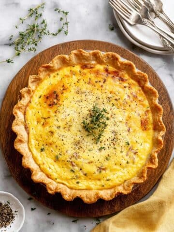 Creamy Quiche Lorraine with Turkey Bacon and Swiss Cheese Recipe