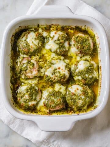 Pesto Baked Turkey Meatballs with Mozzarella Recipe