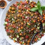 Lentil Salad with Fresh Vegetables, Herbs, and Tahini Dressing Recipe