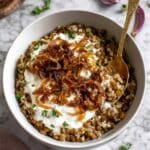Mujadara: Lentils, Rice, and Caramelized Onions Middle Eastern Dish Recipe