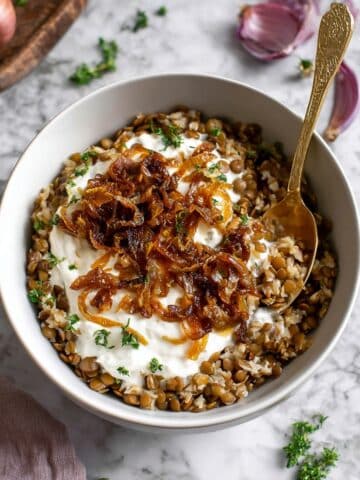 Mujadara: Lentils, Rice, and Caramelized Onions Middle Eastern Dish Recipe