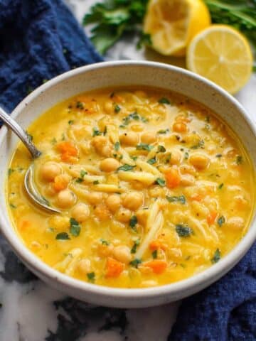 Lemon Chickpea Orzo Soup Recipe