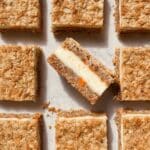 Carrot Cake Bars with Cheesecake Swirl and Crumble Topping Recipe