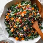 Roasted Sweet Potato Kale Salad with Cranberries and Goat Cheese Recipe