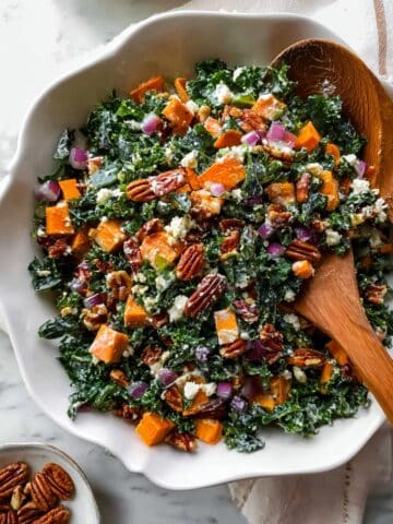 Roasted Sweet Potato Kale Salad with Cranberries and Goat Cheese Recipe