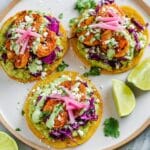 Shrimp Tostadas with Creamy Avocado and Fresh Toppings Recipe