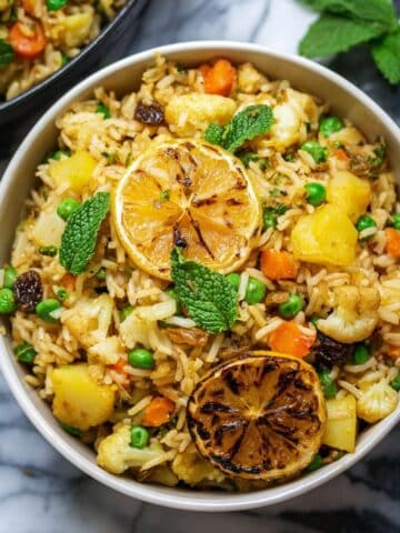 Vegan Biryani with Vegetables, Coconut Milk, and Fresh Herbs Recipe