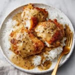 Southern Smothered Chicken Thighs with Gravy and Rice Recipe