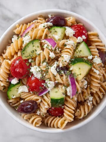 High Protein Greek Pasta Salad Recipe