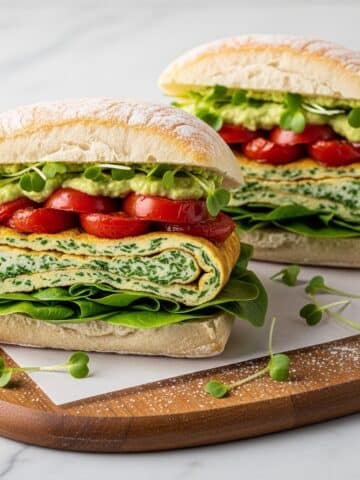 Frittata Sandwich with Spinach, Sun-Dried Tomatoes, and Avocado Mash Recipe