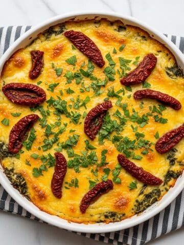Easy Cheesy Baked Pesto and Sun-Dried Tomato Dip Recipe