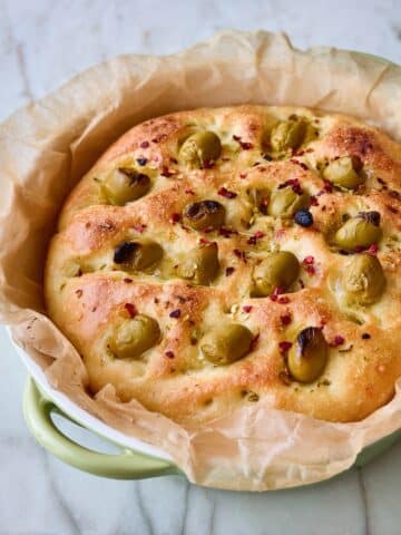 Green Olive No-Knead Focaccia Recipe
