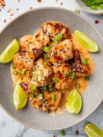 Bang Bang Salmon Bites with Thai Sweet Chili and Sriracha Sauce Recipe