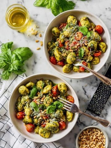 Pesto Gnocchi with Cherry Tomatoes and Basil Recipe