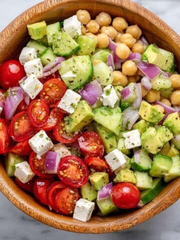 Greek Chickpea Feta and Avocado Salad Recipe