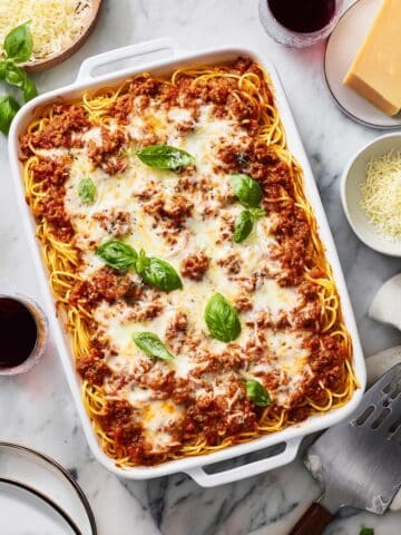 Baked Spaghetti with Meaty Marinara and Cheese Recipe