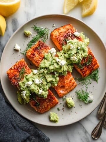 Baked Salmon with Avocado & Feta Recipe