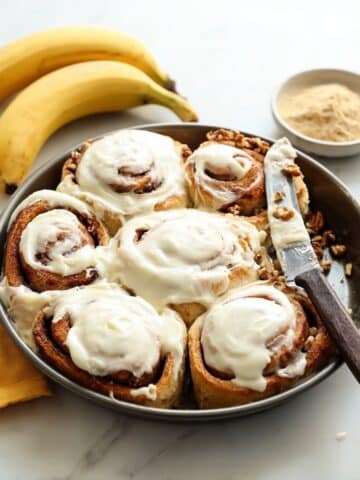Banana Bread Cinnamon Rolls with Vegan Frosting Recipe
