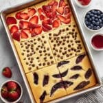 Sheet Pan Pancakes with Fresh Fruit, Chocolate Chips, and Peanut Butter Jam Swirl Recipe