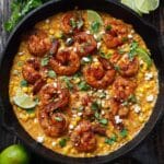 Shrimp and Creamed Corn Skillet with Feta and Lime Recipe