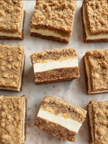 Carrot Cake Bars with Cream Cheese Swirl and Crumble Topping Recipe