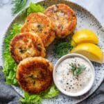Salmon Cakes with Chive and Garlic Yogurt Sauce Recipe