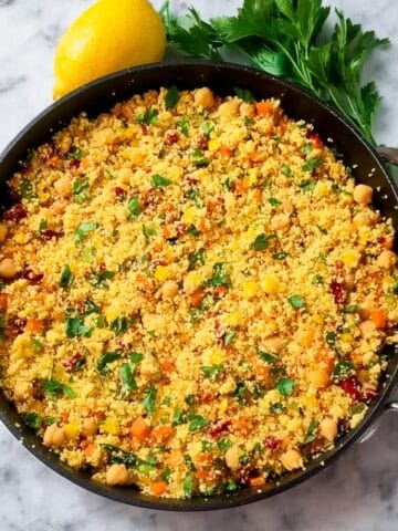 One-Pot Moroccan Couscous with Chickpeas and Vegetables Recipe