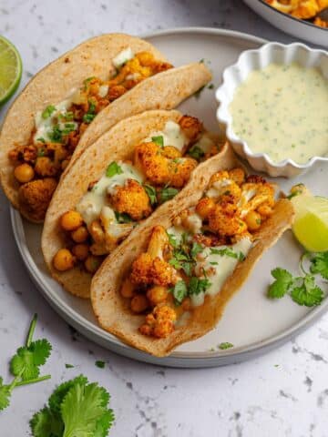 Buffalo Chickpea Cauliflower Tacos Recipe