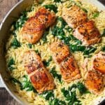One Skillet Salmon with Lemon Orzo Recipe