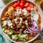Chicken Shawarma Crispy Rice Salad with Lemon-Tahini Dressing Recipe