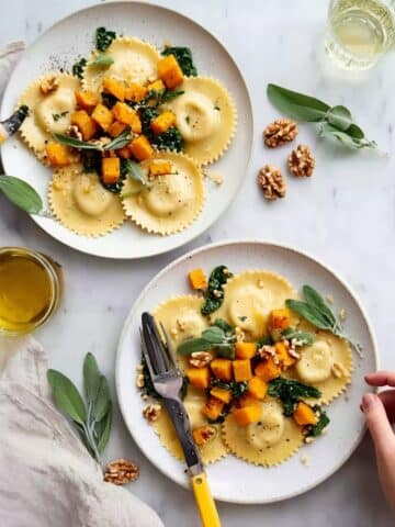 Butternut Squash Ravioli with Sage and Walnuts Recipe