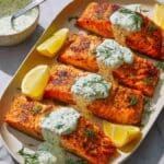 Lemon Dill Salmon with Creamy Greek Yogurt Sauce Recipe