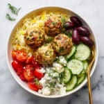 Spinach Feta Turkey Meatballs with Yogurt Sauce Recipe