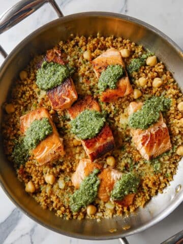 Herbed Pearl Couscous with Seared Salmon and Fresh Herb Sauce Recipe