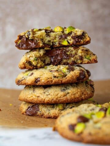 Salted Pistachio Dark Chocolate Chip Cookies Recipe