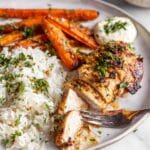 Sheet Pan Chicken and Roasted Carrots with Cilantro Yogurt Sauce Recipe