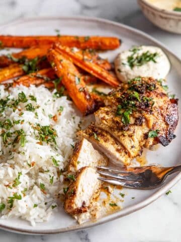 Sheet Pan Chicken and Roasted Carrots with Cilantro Yogurt Sauce Recipe