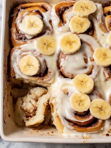 Banana Cinnamon Rolls with Cream Cheese Icing Recipe
