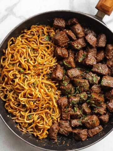 Garlic Butter Steak Bites with Lemon Zucchini Noodles Recipe