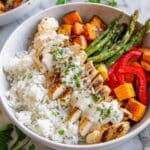Chicken and Roasted Vegetable Bowls Recipe