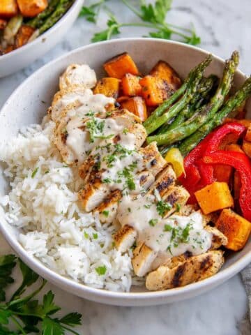 Chicken and Roasted Vegetable Bowls Recipe