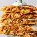 Chicken and Bell Pepper Quesadilla with Pepper Jack and Cheddar Recipe
