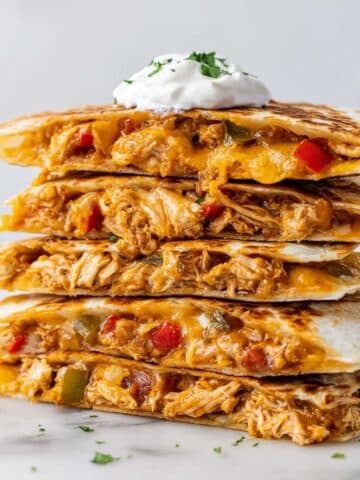 Chicken and Bell Pepper Quesadilla with Pepper Jack and Cheddar Recipe