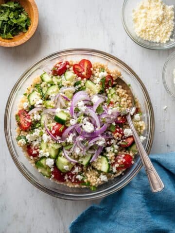 Pearl Couscous Salad with Tomato, Cucumber, and Feta Recipe